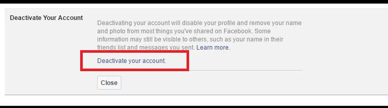 Deactivating your Facebook Account By Clicking Link